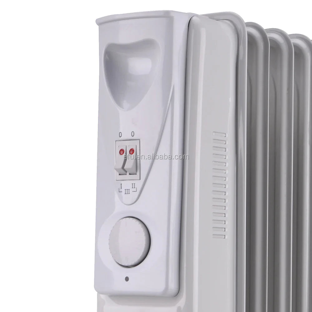 HKM-553171 Oil-Filled Radiator Heater with Adjustable Thermostat and Safety Features, 1500W Power, Portable for Indoor Use