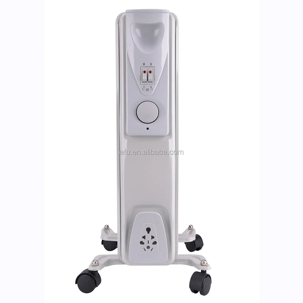 HKM-553171 Oil-Filled Radiator Heater with Adjustable Thermostat and Safety Features, 1500W Power, Portable for Indoor Use