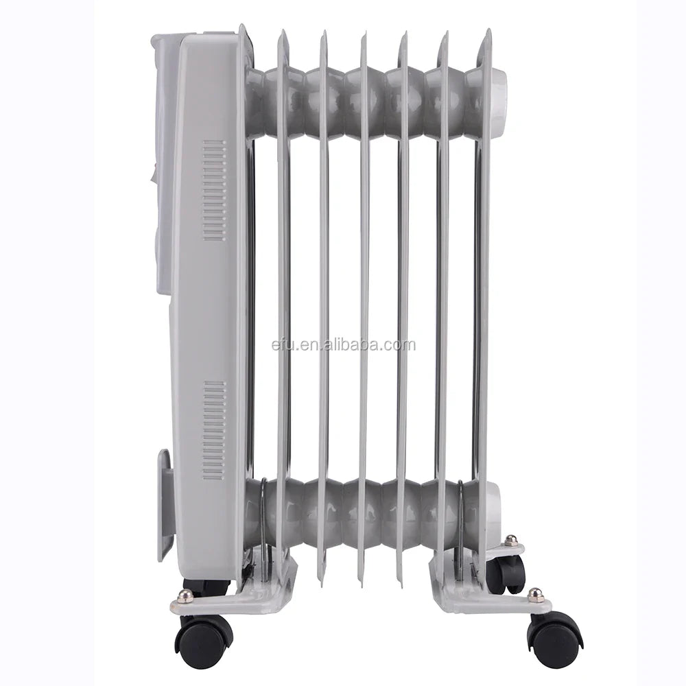 HKM-553171 Oil-Filled Radiator Heater with Adjustable Thermostat and Safety Features, 1500W Power, Portable for Indoor Use