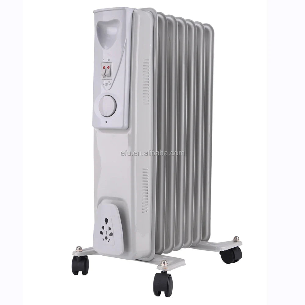 HKM-553171 Oil-Filled Radiator Heater with Adjustable Thermostat and Safety Features, 1500W Power, Portable for Indoor Use