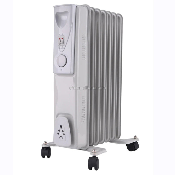 HKM-553171 Oil-Filled Radiator Heater with Adjustable Thermostat and Safety Features, 1500W Power, Portable for Indoor Use