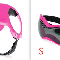 HKM-5532093 Pet Motorcycle Safety Helmet for Dogs and Cats - Monochrome Design in Black and Pink, Sizes S, M, L
