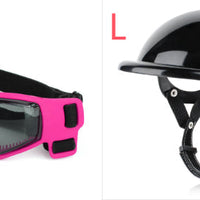 HKM-5532093 Pet Motorcycle Safety Helmet for Dogs and Cats - Monochrome Design in Black and Pink, Sizes S, M, L