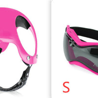 HKM-5532093 Pet Motorcycle Safety Helmet for Dogs and Cats - Monochrome Design in Black and Pink, Sizes S, M, L