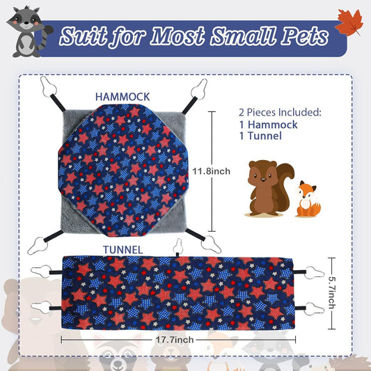 HKM-5532349 Ferret Hammock Set with Hanging Hammocks and Tubular Tunnel for Small Pets