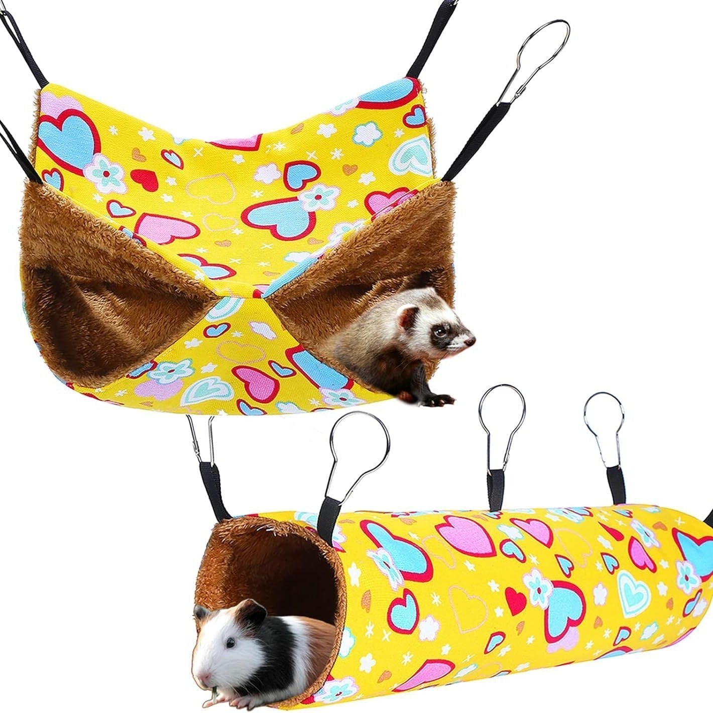HKM-5532349 Ferret Hammock Set with Hanging Hammocks and Tubular Tunnel for Small Pets
