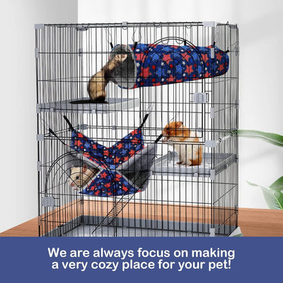 HKM-5532349 Ferret Hammock Set with Hanging Hammocks and Tubular Tunnel for Small Pets