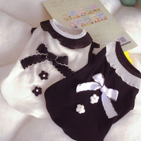 HKM-5532861 Black and White Floral Knot Dog Vest for Small to Extra Large Breeds