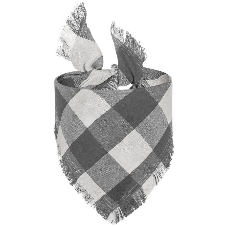 HKM-553299 Pet Triangle Scarf with Tassels - Woven Cloth Bandana for Dogs, Grid Pattern, 65 x 45 x 45 cm