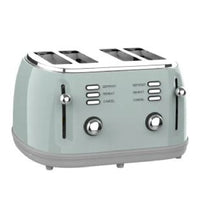 HKM-553299 Stainless Steel 4-Slice Toaster with Electronic Browning Control and Slide-Out Crumb Tray, Blue