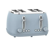 HKM-553299 Stainless Steel 4-Slice Toaster with Electronic Browning Control and Slide-Out Crumb Tray, Blue
