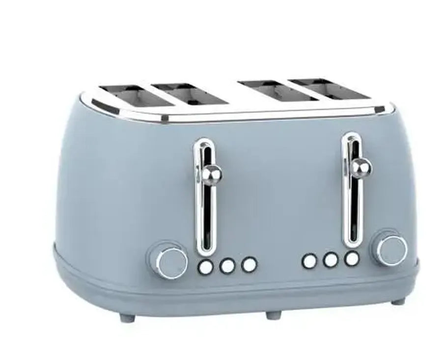 HKM-553299 Stainless Steel 4-Slice Toaster with Electronic Browning Control and Slide-Out Crumb Tray, Blue