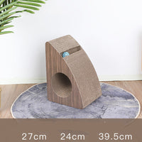 HKM-5533245 Curved Triangle Cat Scratching Board for Claw Sharpening, Corrugated Paper & Wood