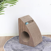 HKM-5533245 Curved Triangle Cat Scratching Board for Claw Sharpening, Corrugated Paper & Wood