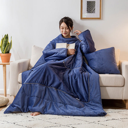 HKM-553363 Magic Velvet Lazy Quilt - Solid Color Thermal Blanket for Autumn and Winter, Various Sizes Available