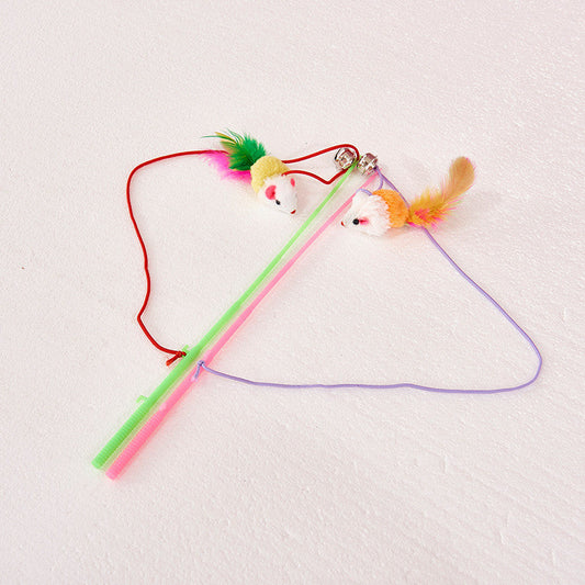 HKM-5533885 Cat Toy: Funny Plastic Fake Hair Mouse Stick for Cats, 31cm