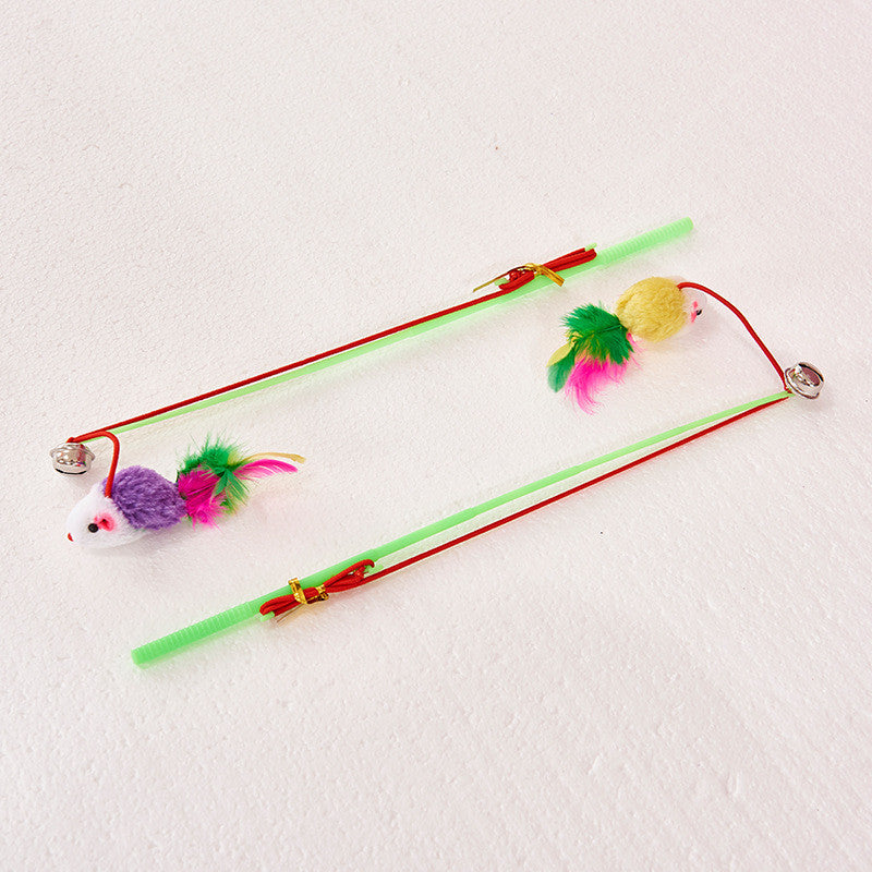 HKM-5533885 Cat Toy: Funny Plastic Fake Hair Mouse Stick for Cats, 31cm