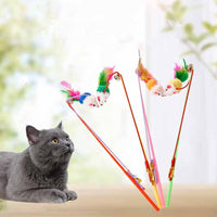 HKM-5533885 Cat Toy: Funny Plastic Fake Hair Mouse Stick for Cats, 31cm