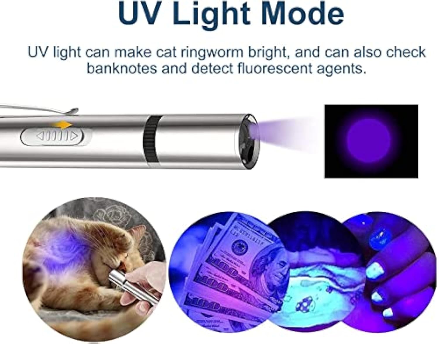 HKM-5534525 Interactive Cat Toy Pointer with 7 Modes, USB Rechargeable Light Wand for Indoor Play