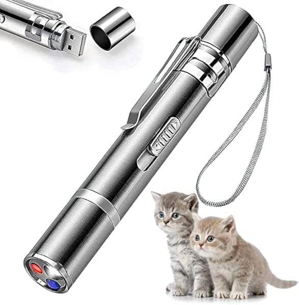 HKM-5534525 Interactive Cat Toy Pointer with 7 Modes, USB Rechargeable Light Wand for Indoor Play