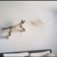 HKM-5534653 Solid Wood Cat Wall-Mounted Scratching Post and Climbing Hammock Bed
