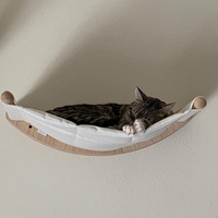 HKM-5534653 Solid Wood Cat Wall-Mounted Scratching Post and Climbing Hammock Bed