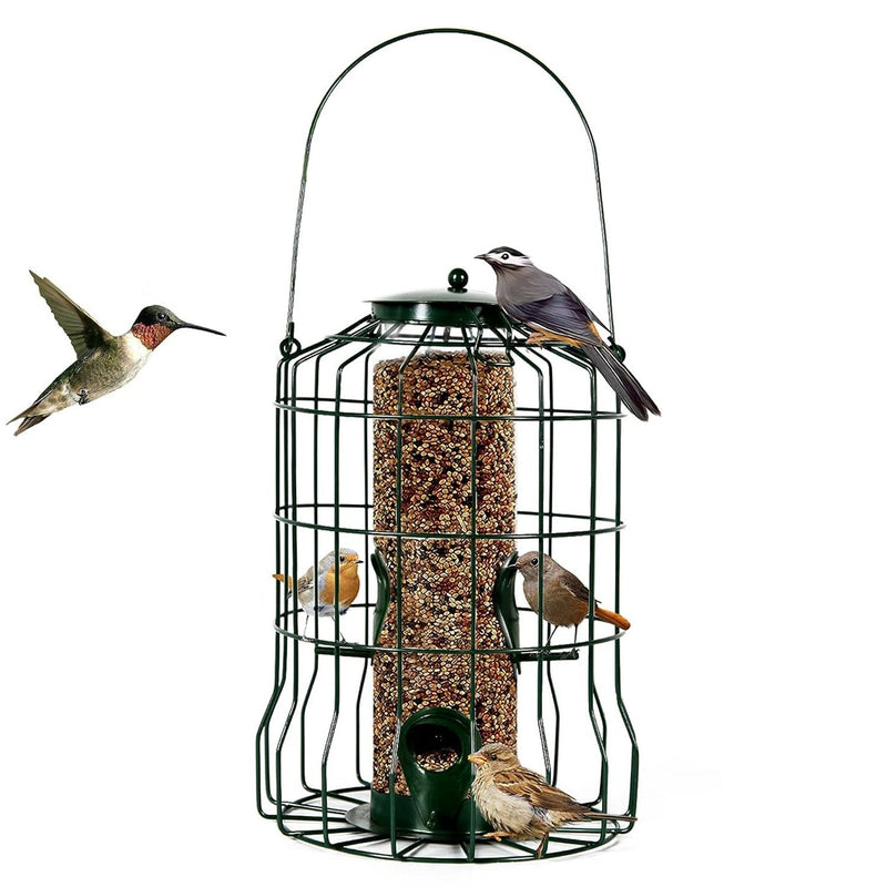 HKM-553491 Squirrel-Proof Outdoor Bird Feeder with 4 Feeding Ports for Small Songbirds