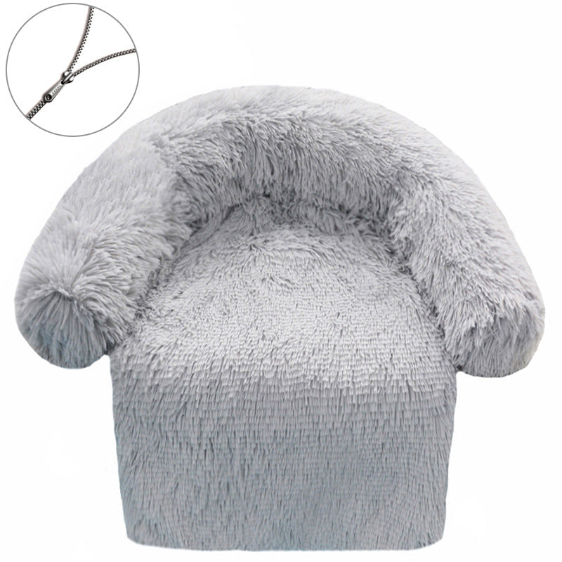 HKM-5537085 Removable & Washable Plush Pet Bed with Integrated Blanket for Dogs