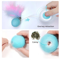 HKM-5537853 Automatic Telescopic Cat Teaser Stick with 1.5m Line and Wool Ball - Pink
