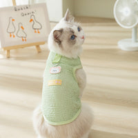 HKM-5538621 Hollowed-out Breathable Knitted Cat Clothes with Bear Patch in Multiple Colors