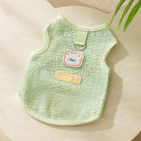 HKM-5538621 Hollowed-out Breathable Knitted Cat Clothes with Bear Patch in Multiple Colors