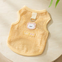 HKM-5538621 Hollowed-out Breathable Knitted Cat Clothes with Bear Patch in Multiple Colors