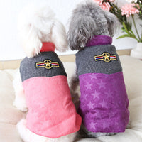 HKM-5539389 Corduroy Patchwork Star Casual Vest for Dogs in Pink and Purple