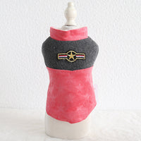 HKM-5539389 Corduroy Patchwork Star Casual Vest for Dogs in Pink and Purple
