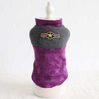 HKM-5539389 Corduroy Patchwork Star Casual Vest for Dogs in Pink and Purple