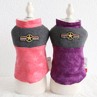 HKM-5539389 Corduroy Patchwork Star Casual Vest for Dogs in Pink and Purple