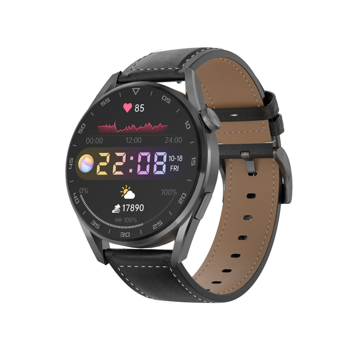 HKM-554067 Bluetooth Smart Watch with Call and QR Code Support, 1.3-Inch Display, 280mAh Battery, Metal Wristband