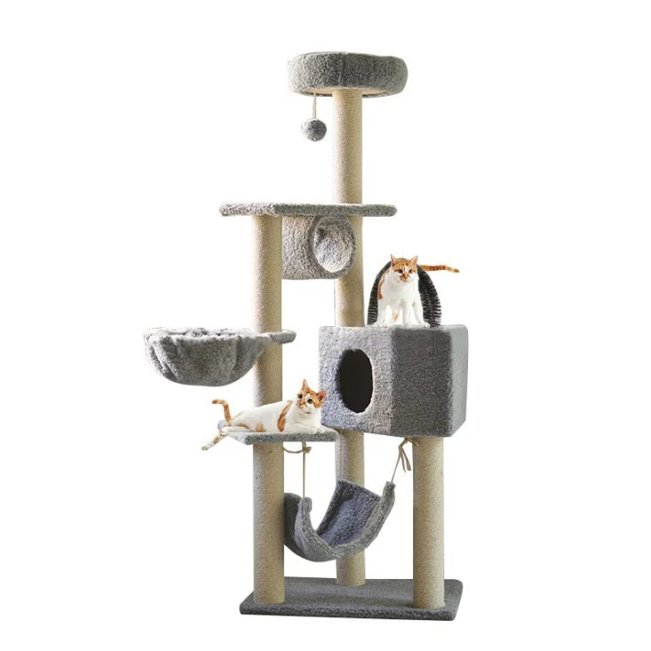 HKM-554067 Cat Tree Wall Shelves with Scratcher Post and Climbing Frame for Playful Cats