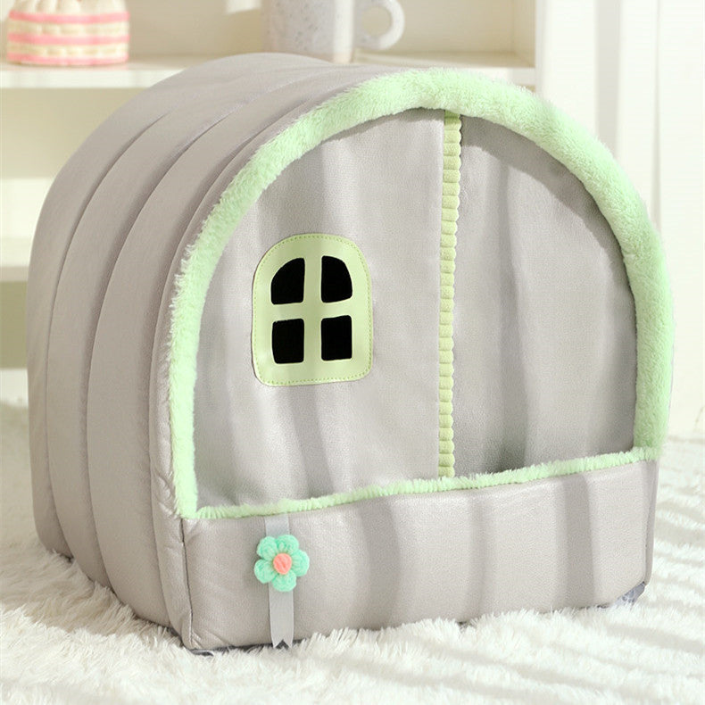 HKM-554067 Cozy Four Seasons Universal Closed Warm Cat Nest - Ideal for Cats Up to 15 Jin