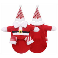 HKM-5541181 Fleece Pet Clothes with Hat for Autumn and Winter, Cozy Saddle Design, Red