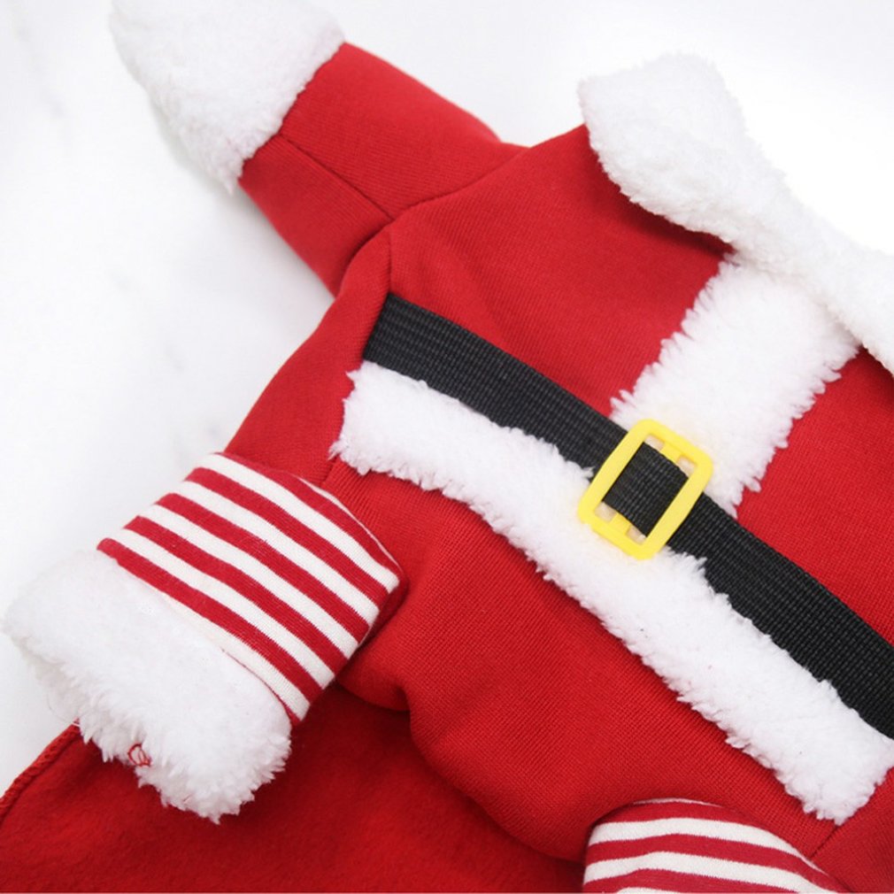 HKM-5541181 Fleece Pet Clothes with Hat for Autumn and Winter, Cozy Saddle Design, Red