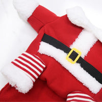 HKM-5541181 Fleece Pet Clothes with Hat for Autumn and Winter, Cozy Saddle Design, Red