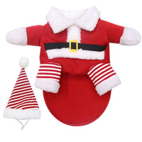 HKM-5541181 Fleece Pet Clothes with Hat for Autumn and Winter, Cozy Saddle Design, Red