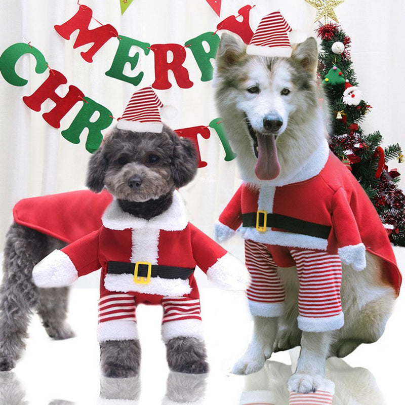 HKM-5541181 Fleece Pet Clothes with Hat for Autumn and Winter, Cozy Saddle Design, Red