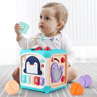 HKM-554131 Multifunctional Hexahedral Drum Toy for Baby Brain Development, 6 in 1 Educational Cube, Ages 3 Months+