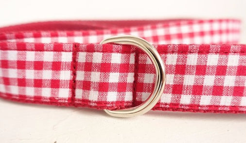 HKM-5542589 Red Plaid Polyester Pet Collar - Stylish and Durable Choice for Pet Control and Comfort