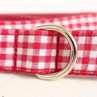 HKM-5542589 Red Plaid Polyester Pet Collar - Stylish and Durable Choice for Pet Control and Comfort