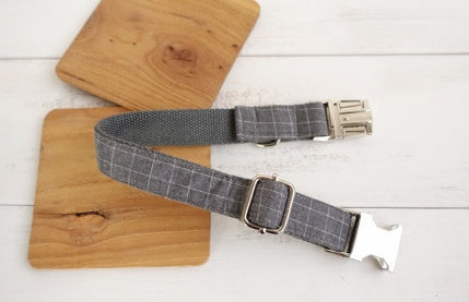 HKM-5542589 Red Plaid Polyester Pet Collar - Stylish and Durable Choice for Pet Control and Comfort