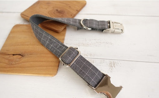 HKM-5542589 Red Plaid Polyester Pet Collar - Stylish and Durable Choice for Pet Control and Comfort