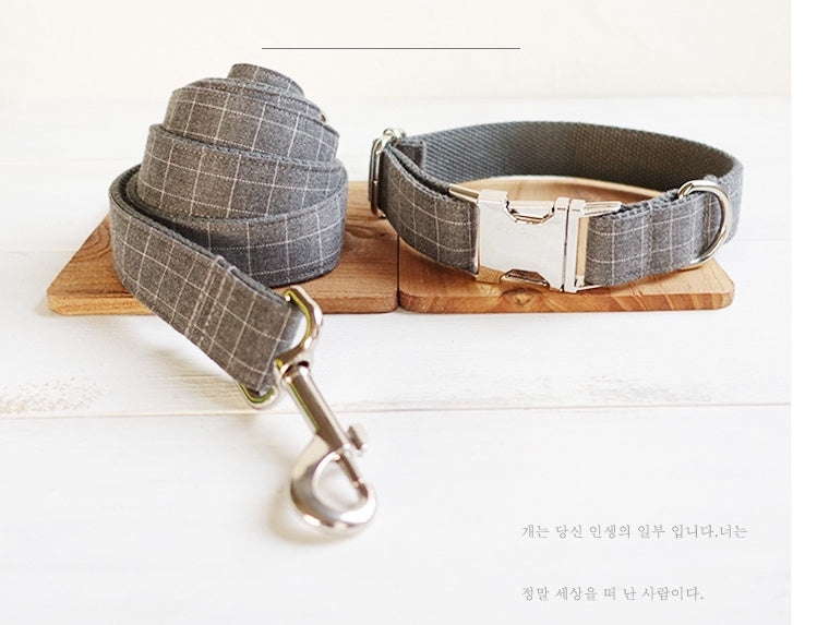 HKM-5542589 Red Plaid Polyester Pet Collar - Stylish and Durable Choice for Pet Control and Comfort